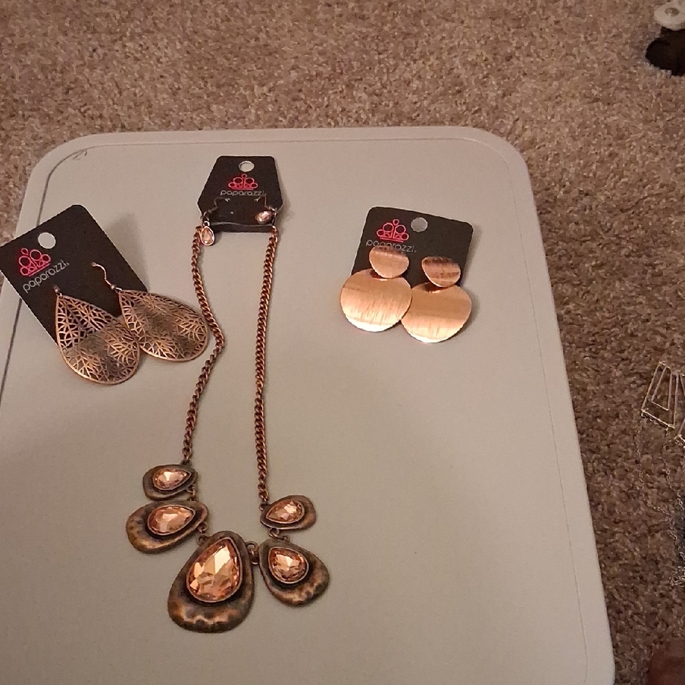 Paparazzi Gold and Copper Earring Set